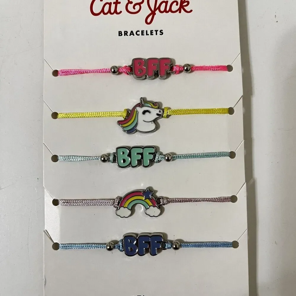Cat & Jack BFF Unicorn Rainbow Friendship Bracelets Set of 5 NEW